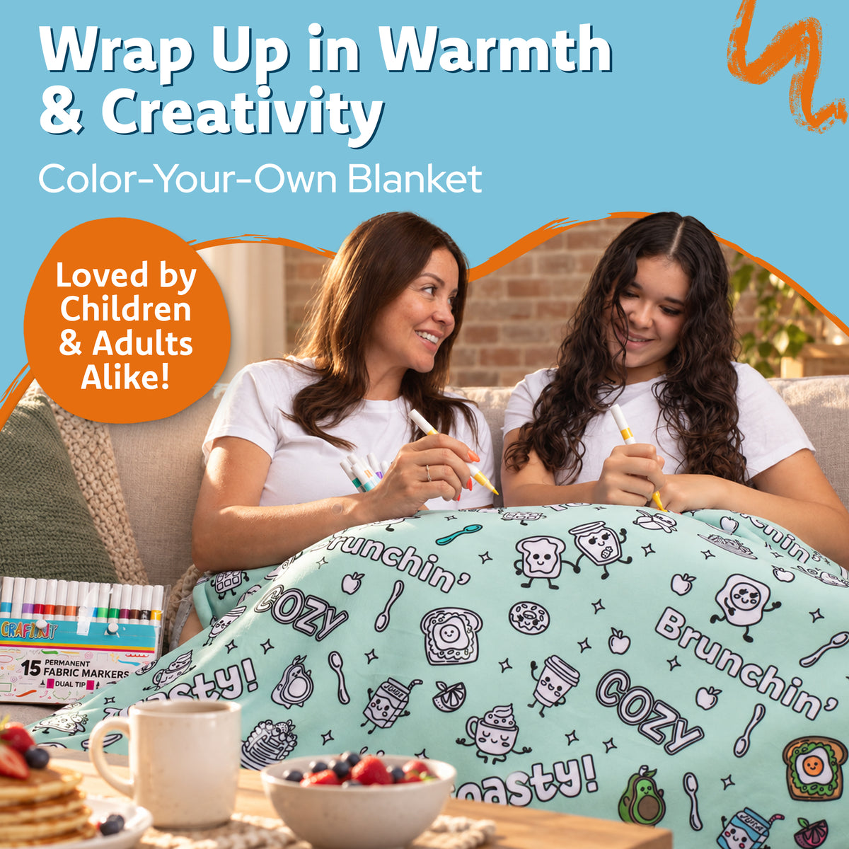Breakfast Brunch Coloring Blanket