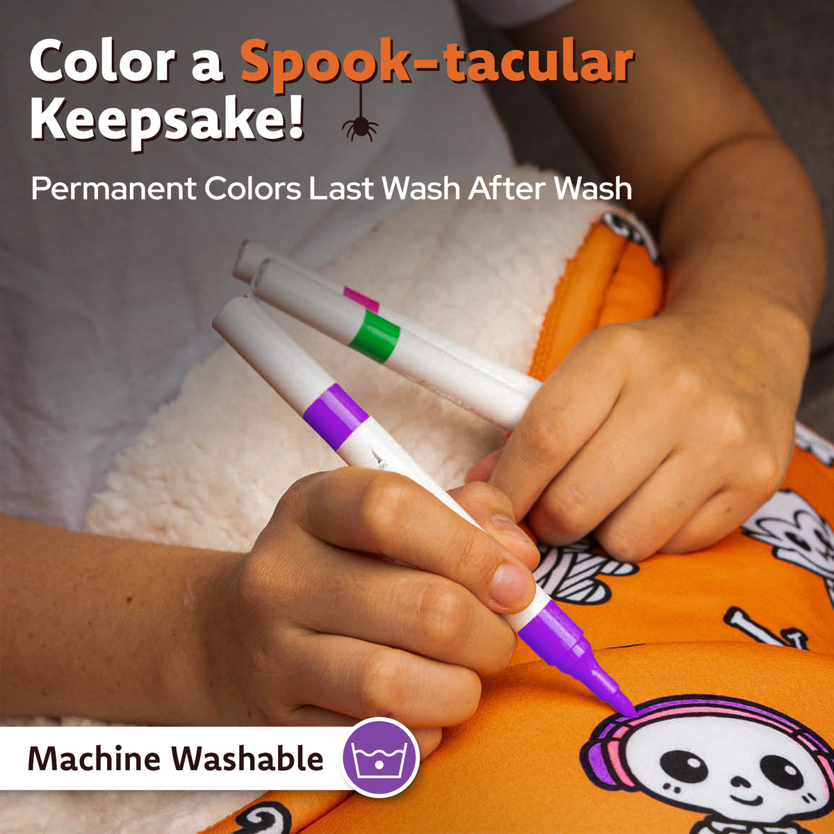 Halloween Coloring Hoodie Blanket