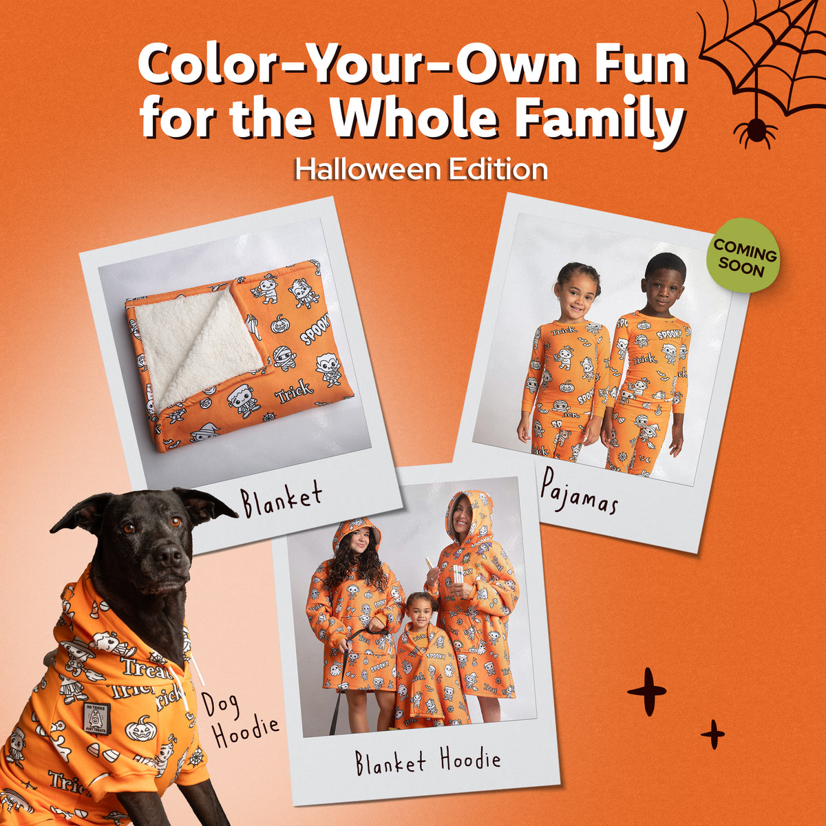 Halloween Coloring Hoodie Blanket