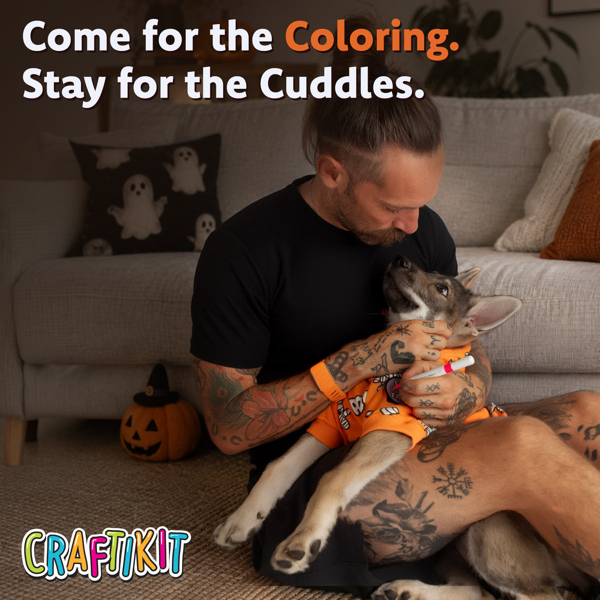 Craftikit Halloween Dog Hoodie, Color Your Own Fleece Pet Sweater