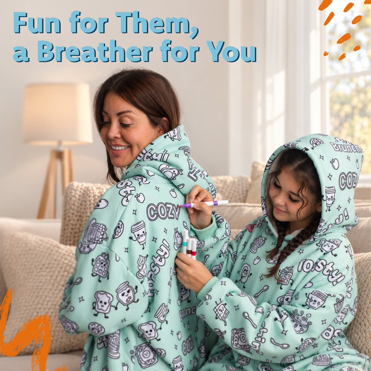Craftikit Cozy Breakfast Coloring Hoodie Blanket