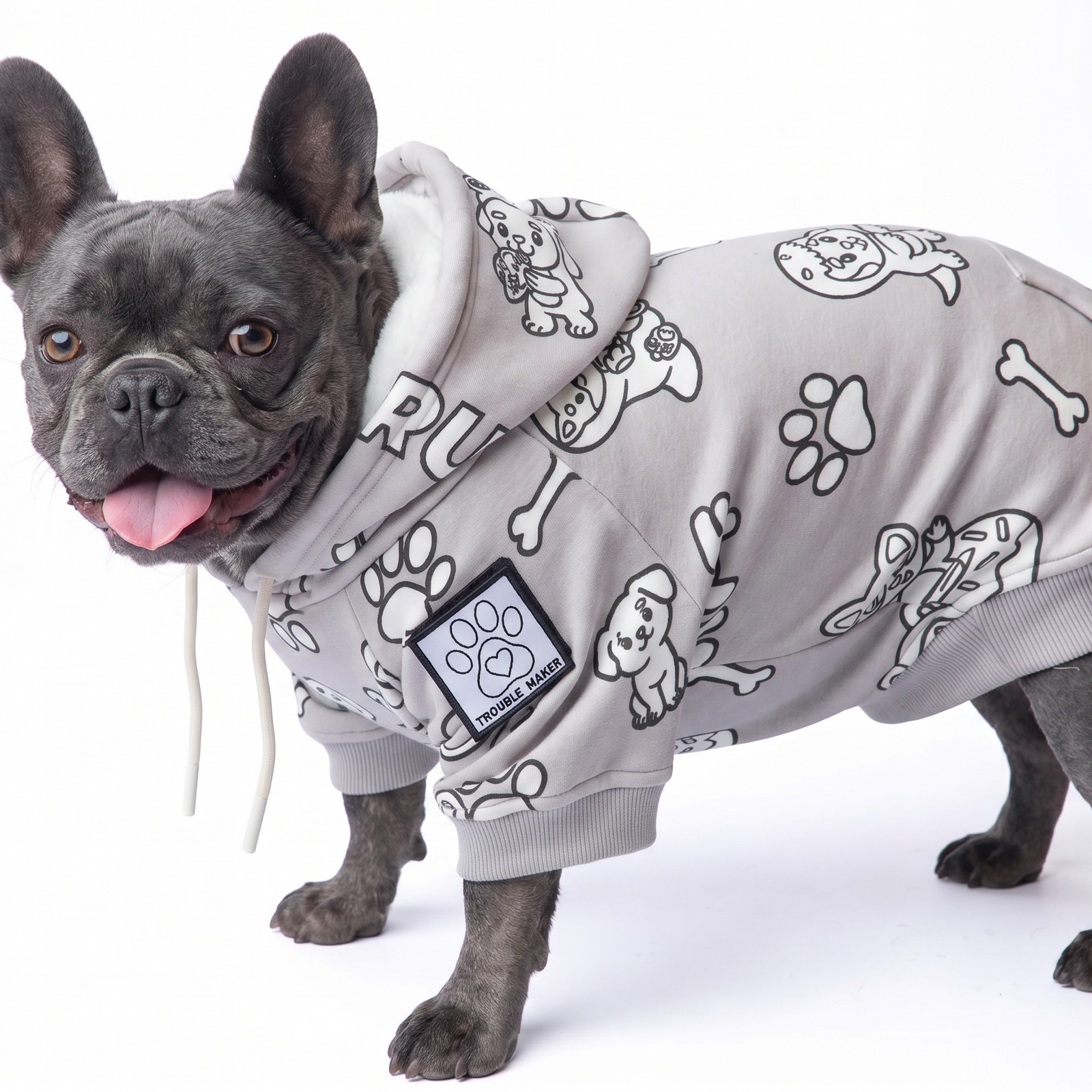 Cute Pup Dog Hoodie, Color Your Own Fleece Pet Sweater