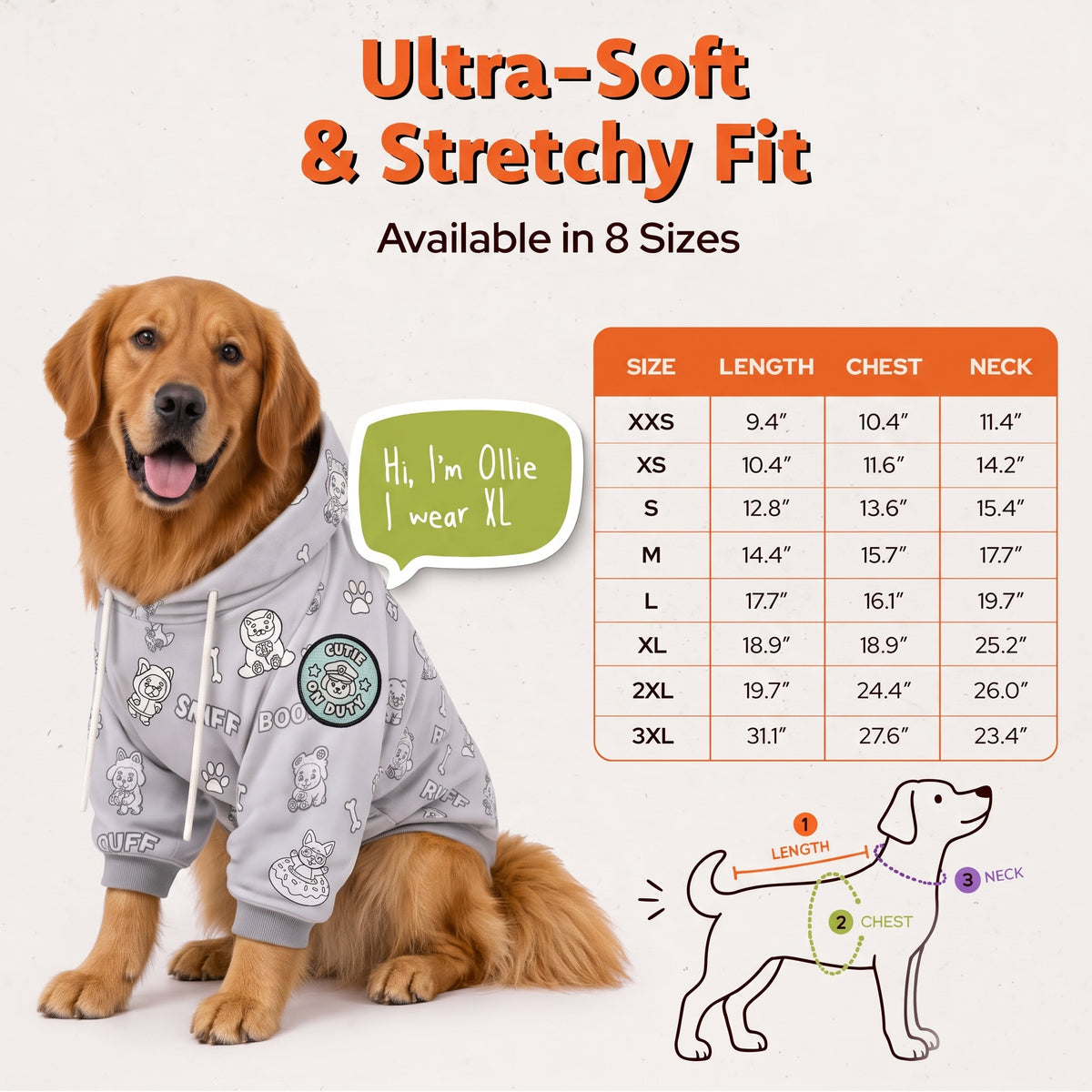 Cute Pup Dog Hoodie, Color Your Own Fleece Pet Sweater
