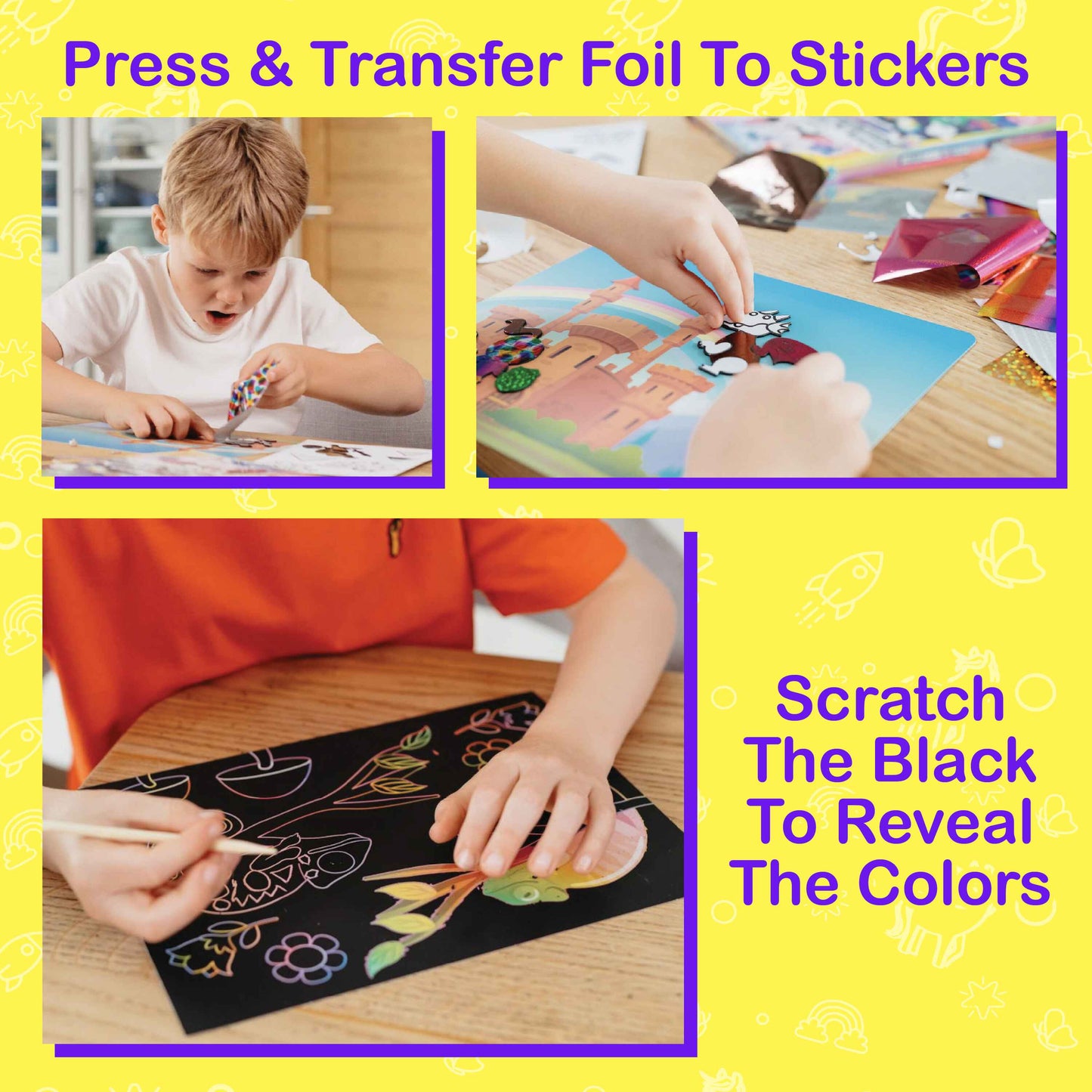 Rainbow Adventure Foil and Scratch Art Kit