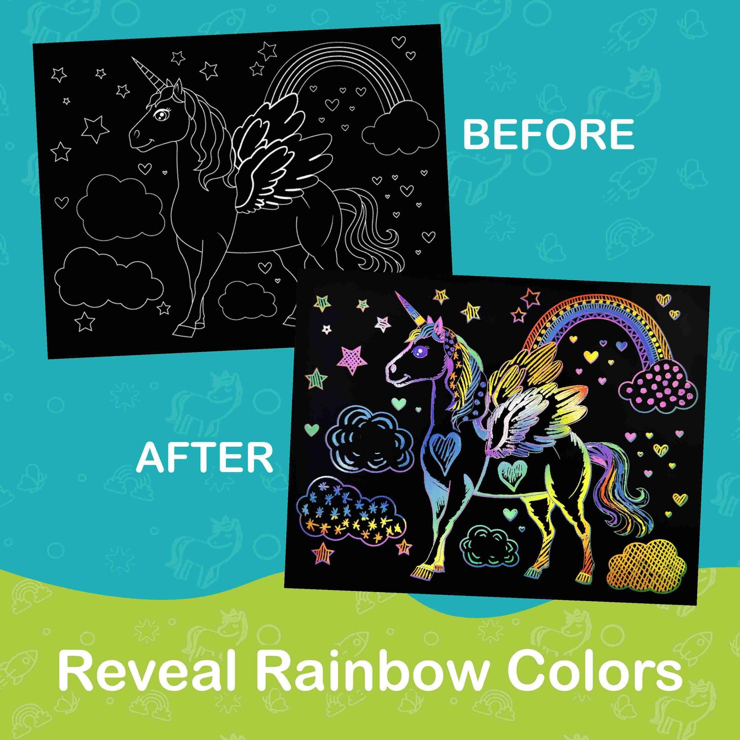 Rainbow Land Foil and Scratch Art Kit