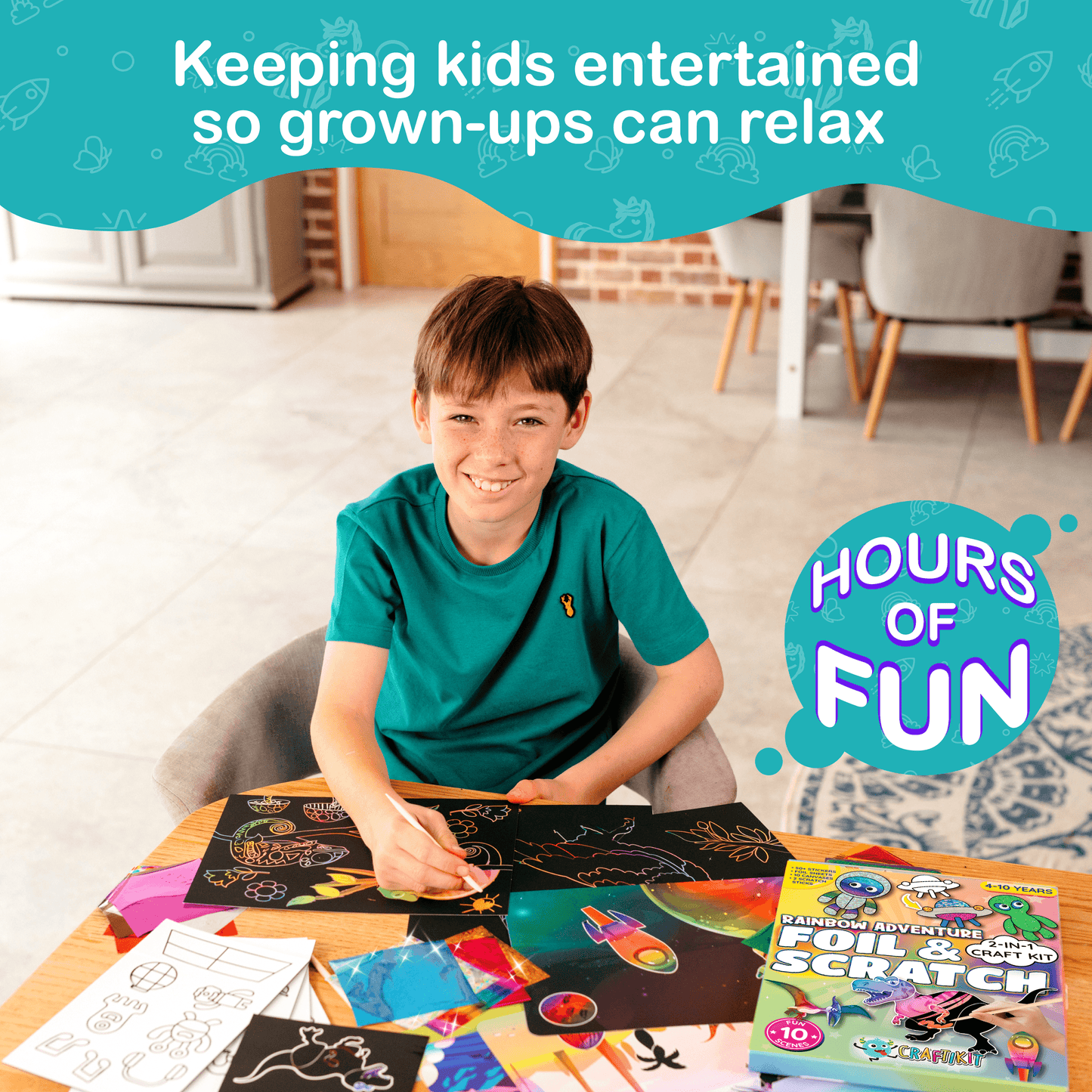Rainbow Adventure Foil and Scratch Art Kit