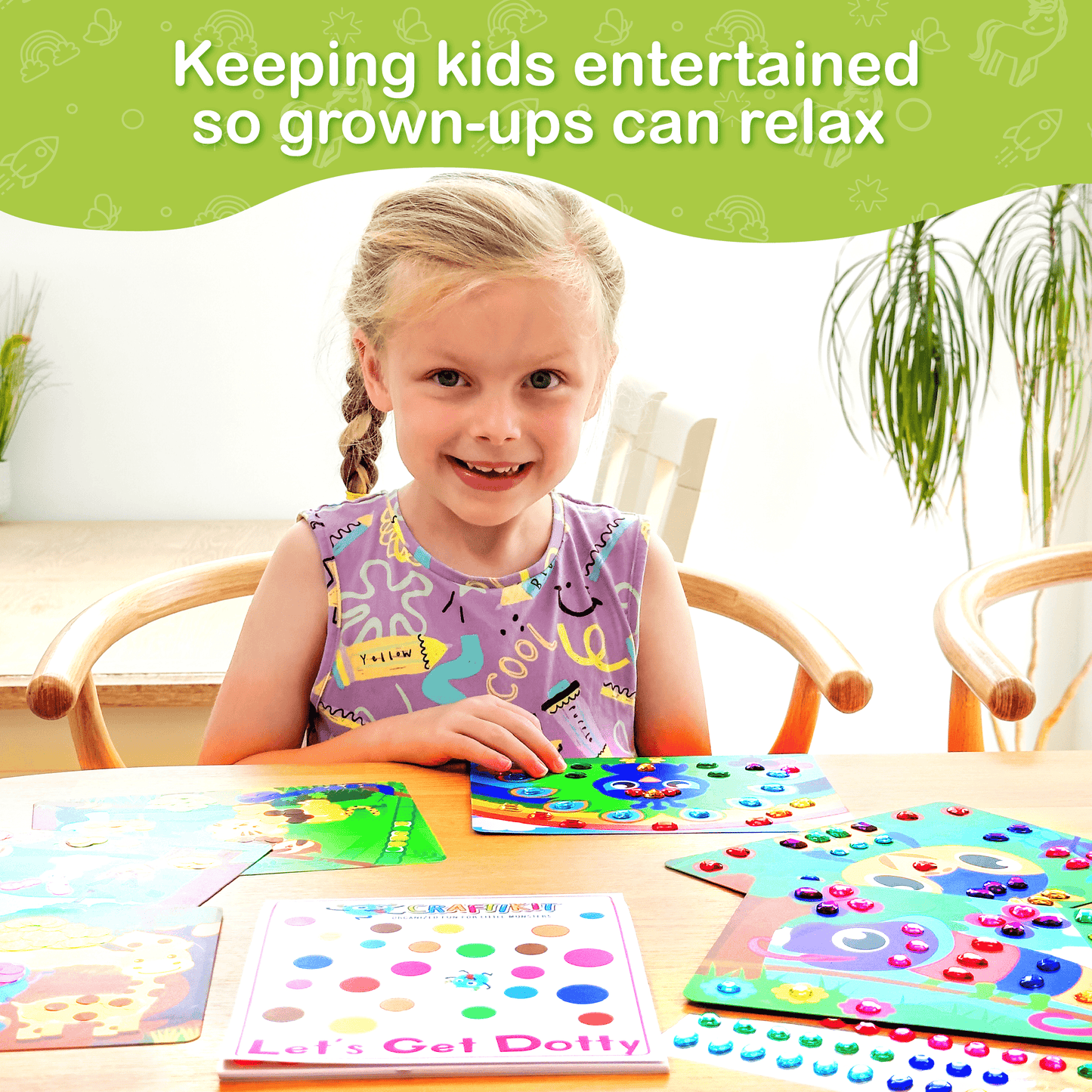 Dots & Gems Animal Craft Kit for Kids - 10 Simple & Fun Sticker Activities for Kids - Ages 3-8