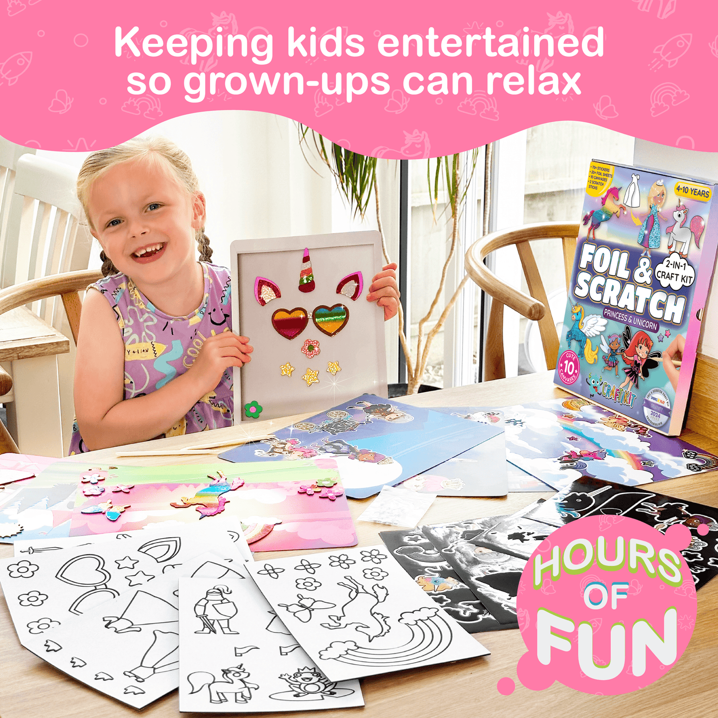 Princess & Unicorn Foil Art & Rainbow Scratch Art for Kids