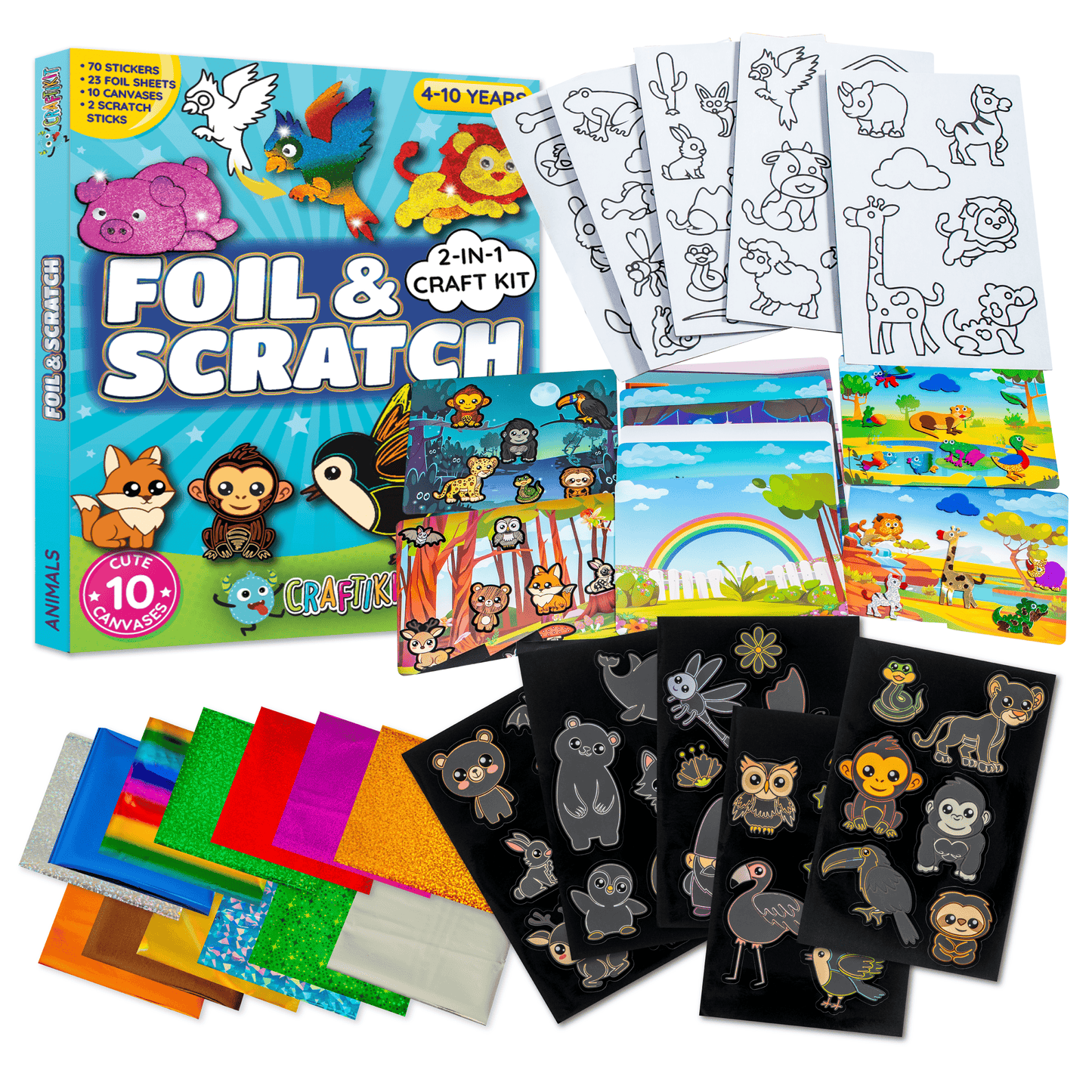 Animal Foil & Scratch Art Kit