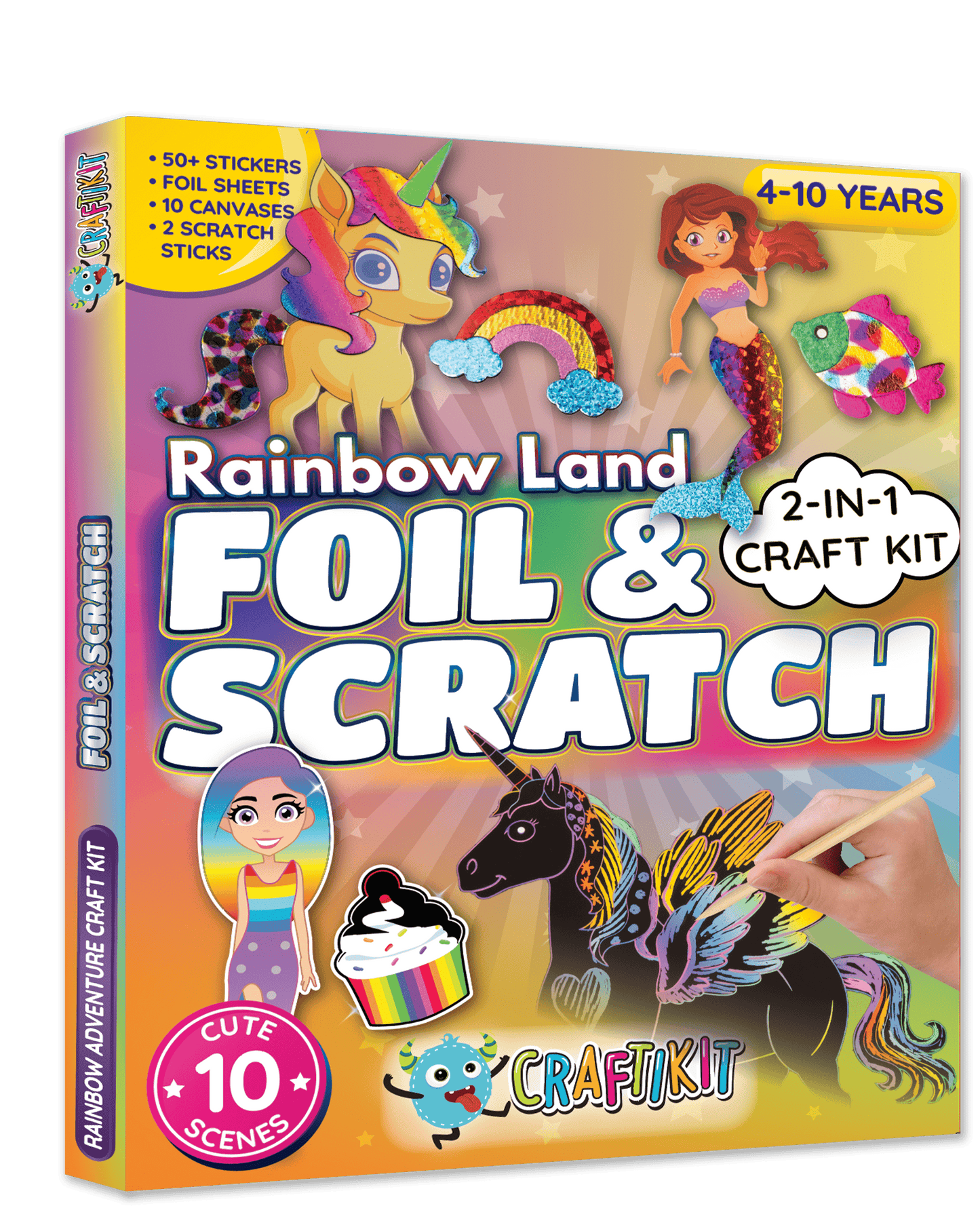Rainbow Land Foil and Scratch Art Kit