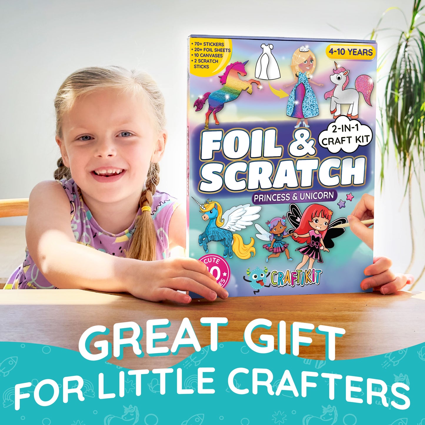 Princess & Unicorn Foil Art & Rainbow Scratch Art for Kids
