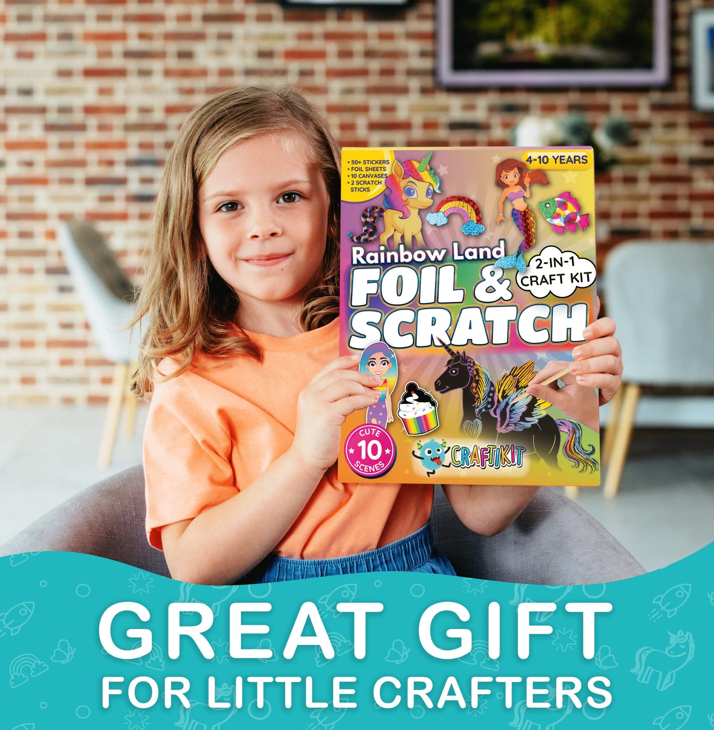 Rainbow Land Foil and Scratch Art Kit