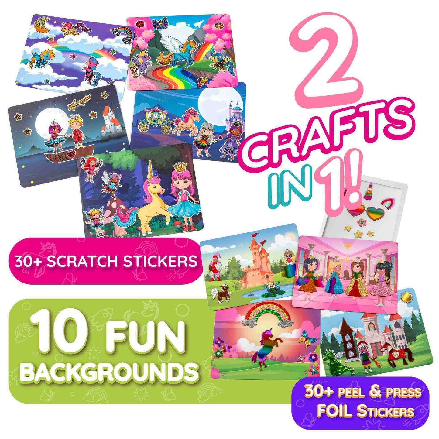 Princess & Unicorn Foil Art & Rainbow Scratch Art for Kids