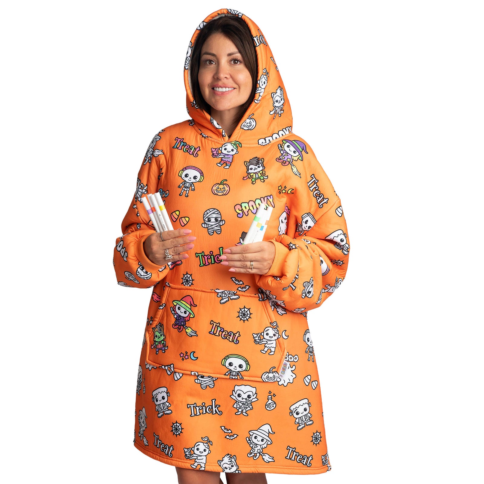 Halloween Coloring Hoodie Blanket