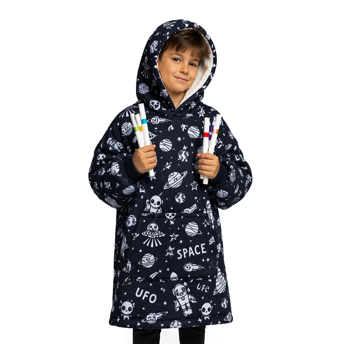 Space Coloring Hoodie Blanket