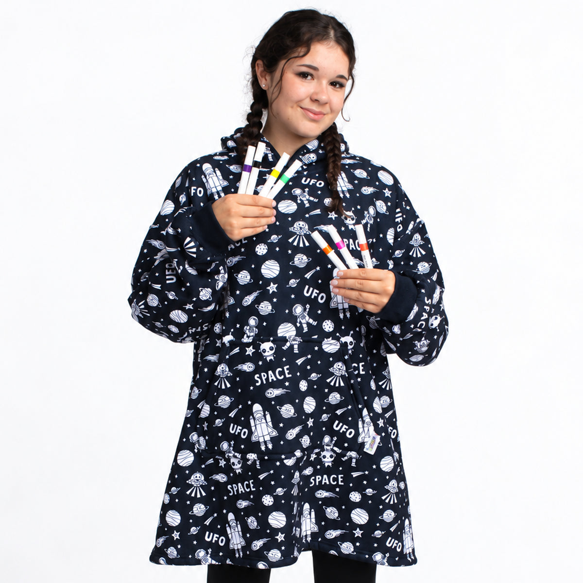Space Coloring Hoodie Blanket