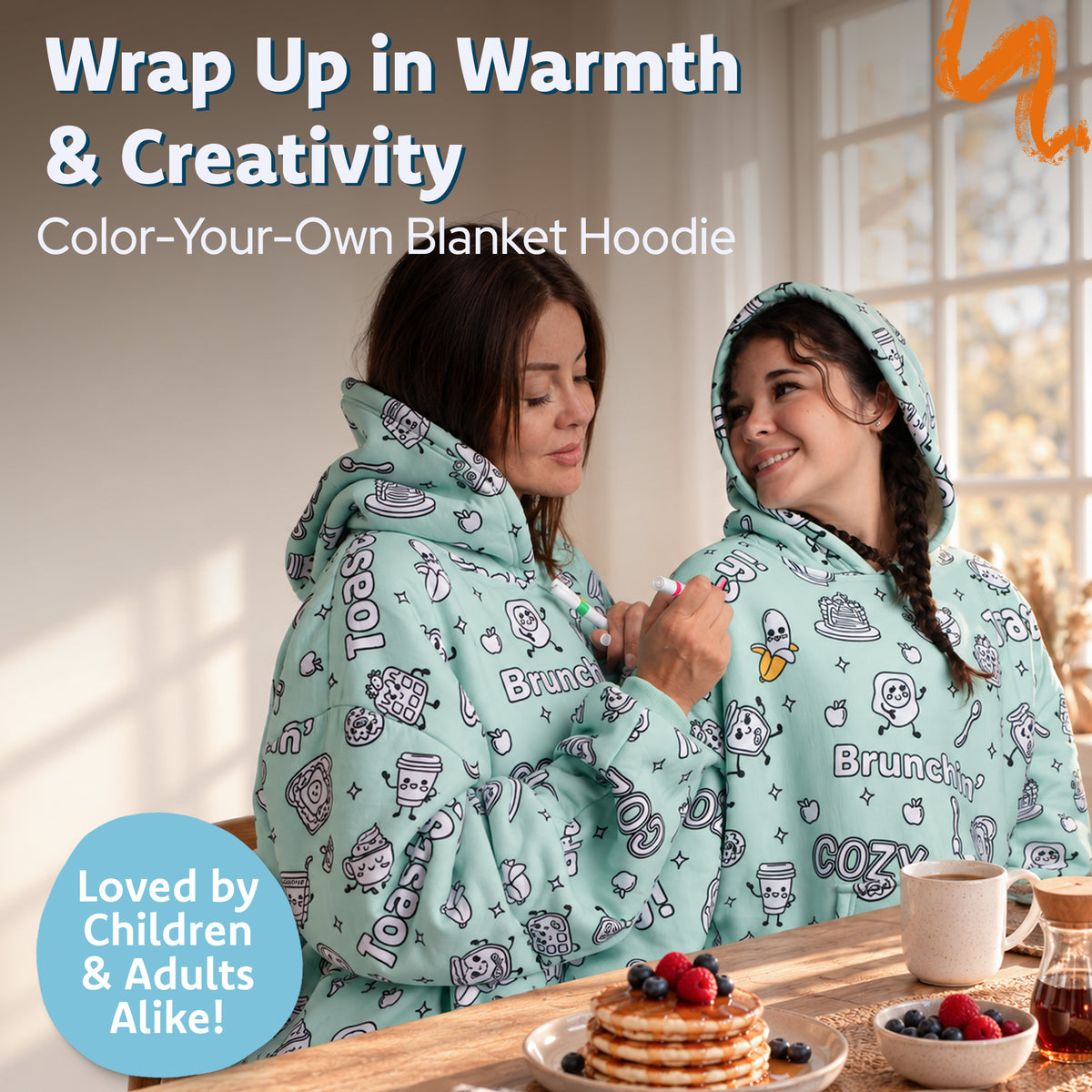 Craftikit Cozy Breakfast Coloring Hoodie Blanket