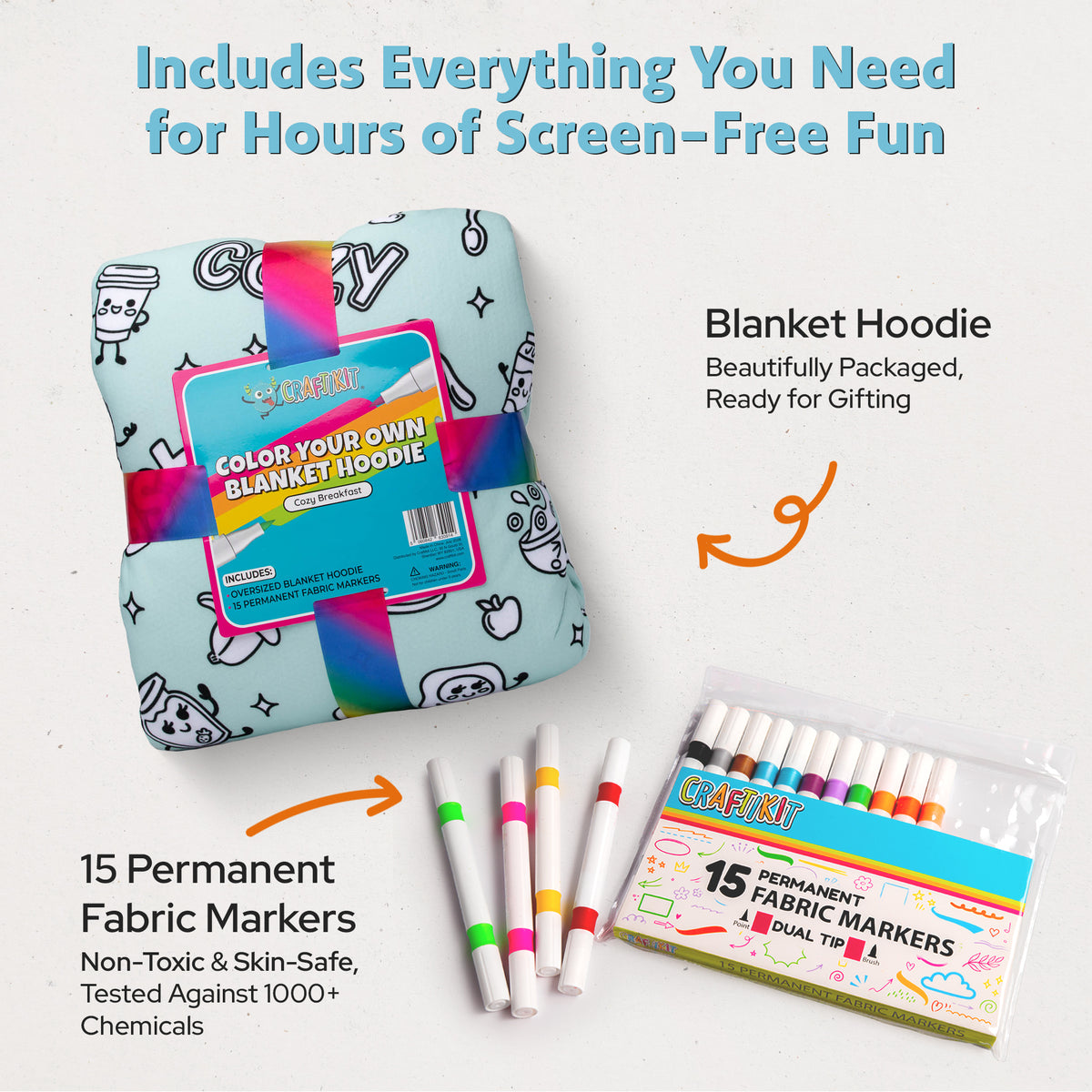 Craftikit Cozy Breakfast Coloring Hoodie Blanket
