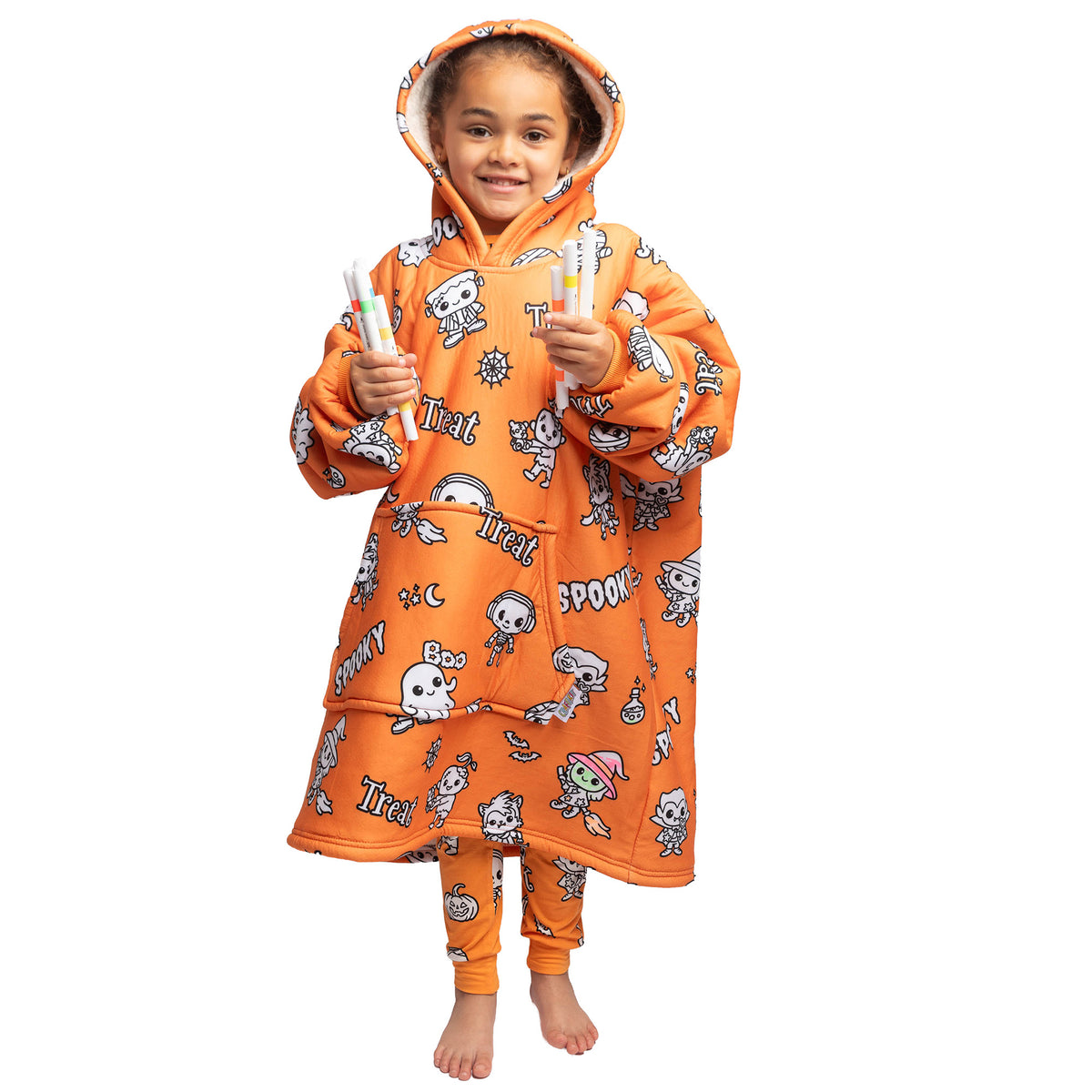 Halloween Coloring Hoodie Blanket