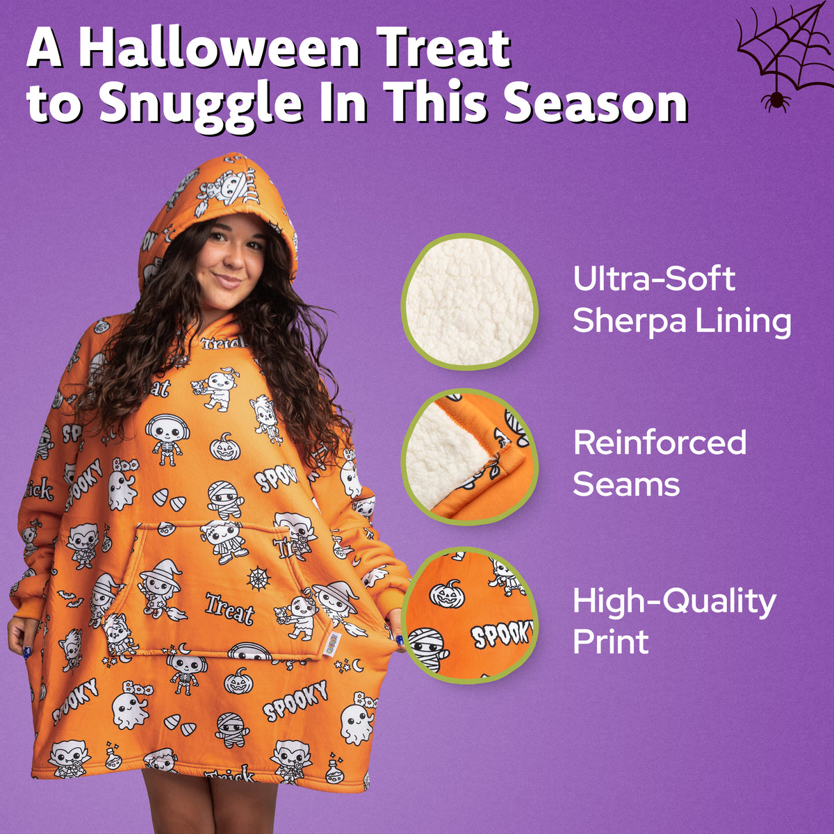 Halloween Coloring Hoodie Blanket