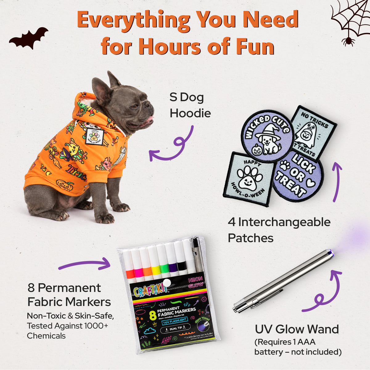 Craftikit Halloween Dog Hoodie, Color Your Own Fleece Pet Sweater