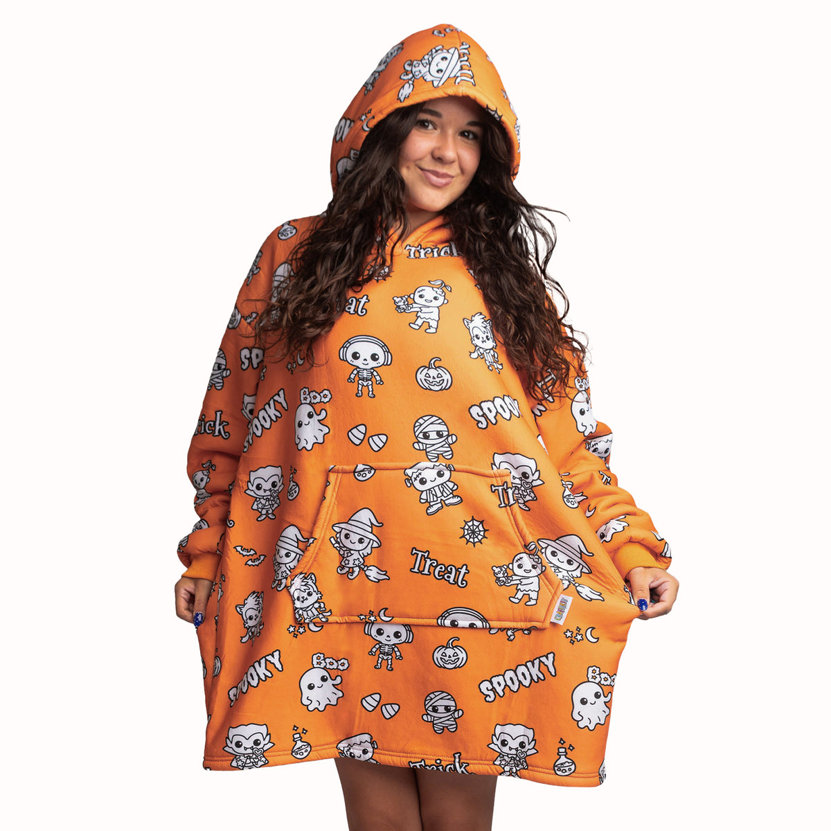 Halloween Coloring Hoodie Blanket