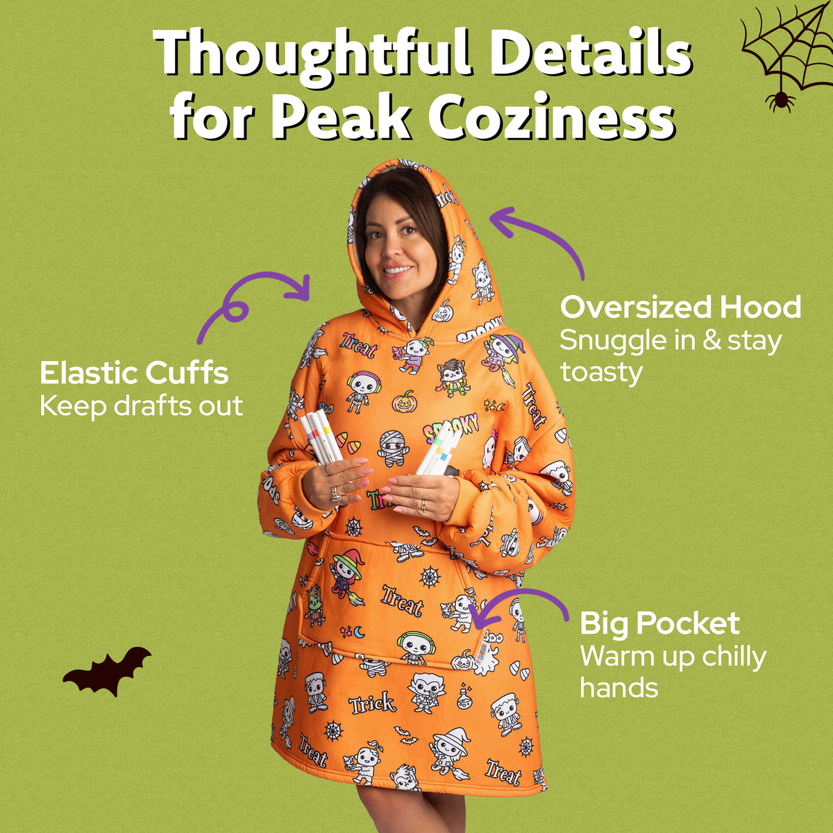 Halloween Coloring Hoodie Blanket