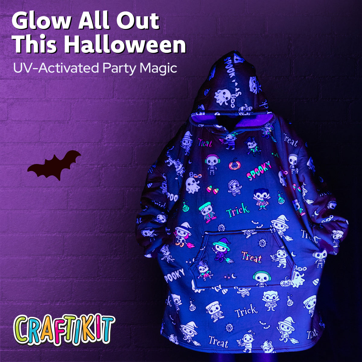 Halloween Coloring Hoodie Blanket