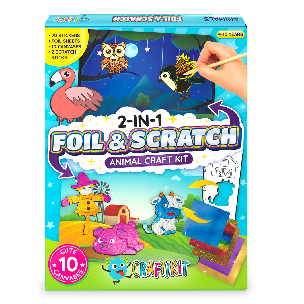 Animal Foil & Scratch Art Kit