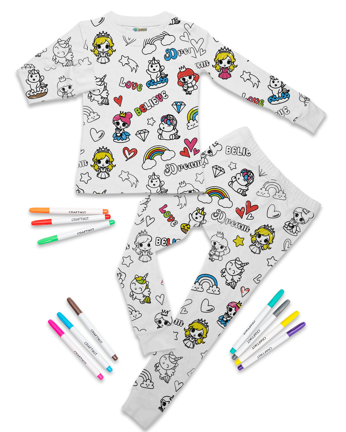 Unicorn & Princess Coloring Pajamas