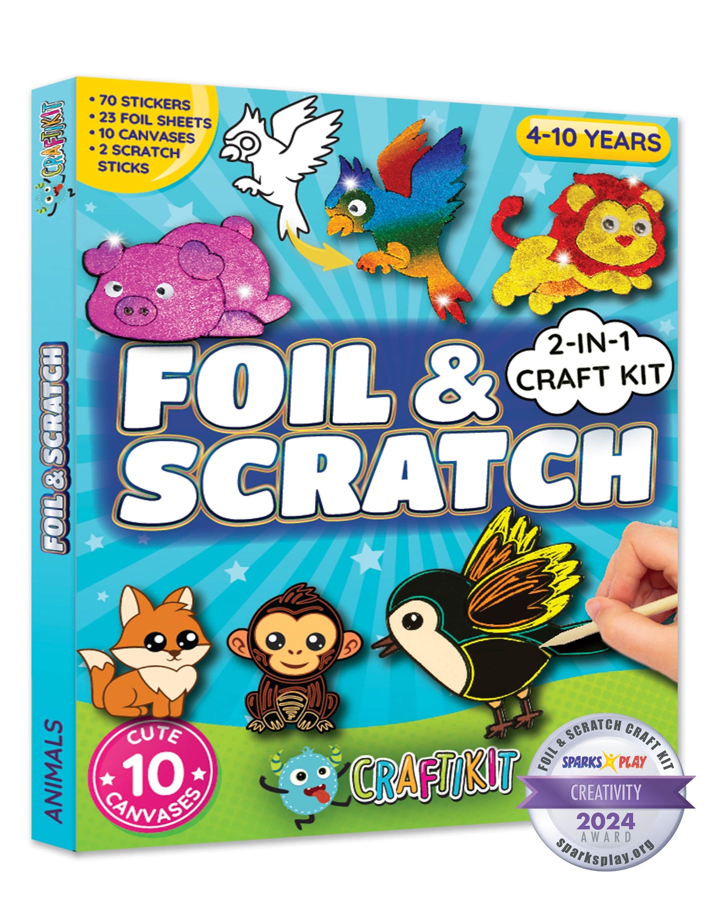 Animal Foil & Scratch Art Kit