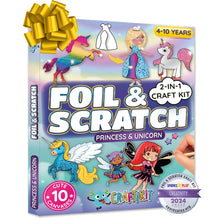 Load image into Gallery viewer, Princess &amp; Unicorn Foil Art &amp; Rainbow Scratch Art for Kids
