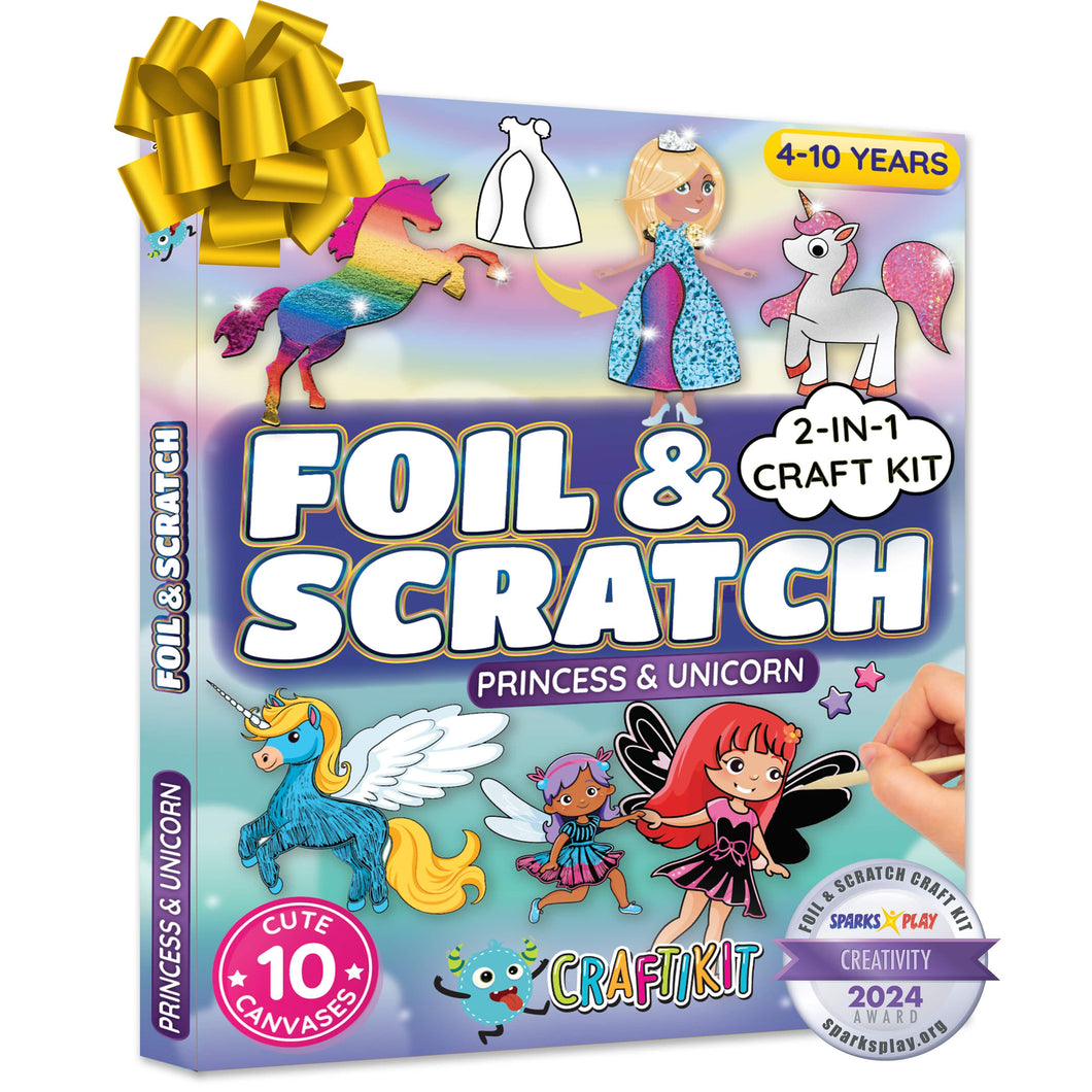 Princess & Unicorn Foil Art & Rainbow Scratch Art for Kids