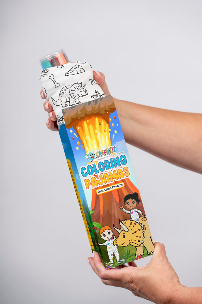 Coloring pajamas and fabric markers in their gift box