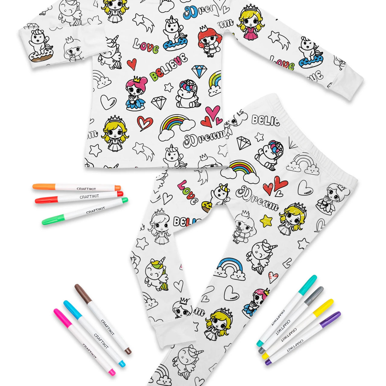 Unicorn & Princess Coloring Pajamas