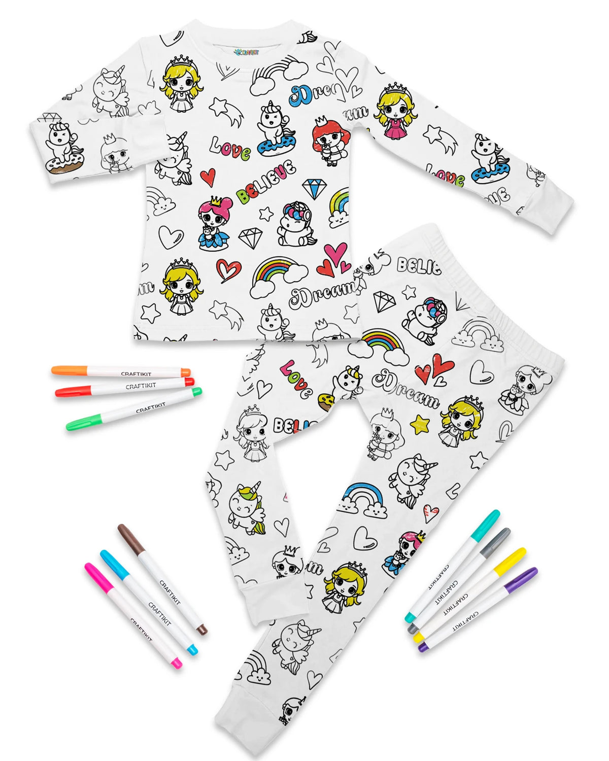 Unicorn & Princess Coloring Pajamas